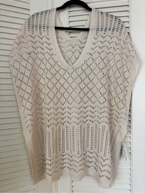 Cupshe Cream Open-Knit V-Neck Swim Coverup NWT size medium